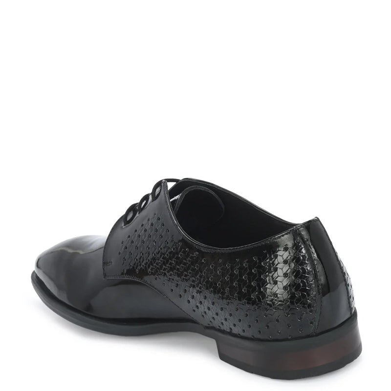 Patent Round Toe Lace-Up Leather Derby Shoes