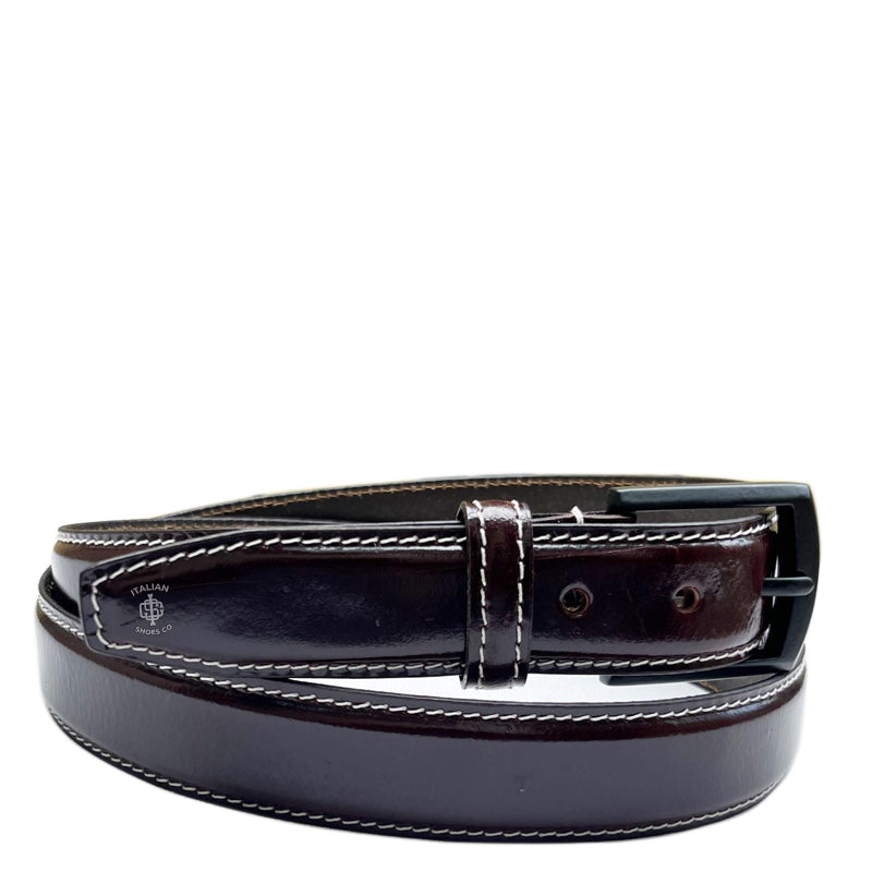 Virtue Filo Bianco Leather Belt Wine