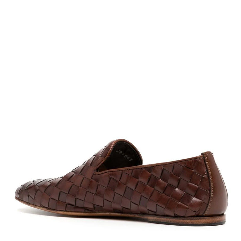 Tessuto Leather Loafers Brown