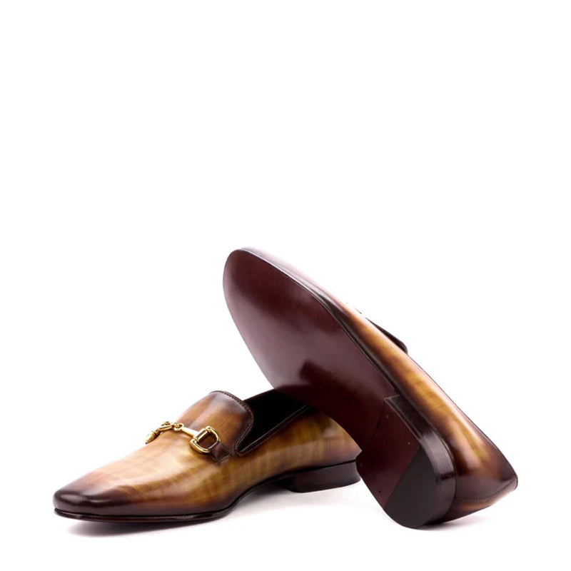 Patina Handmade Leather Slip-on Horsebit Loafers