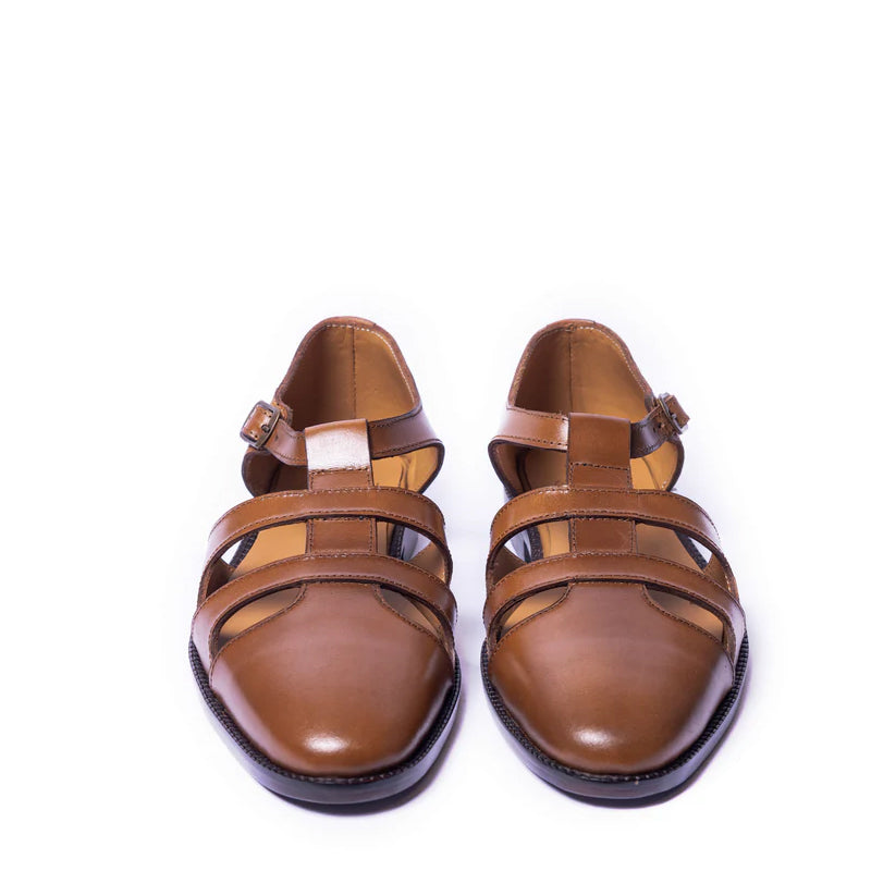 Premium Back Strap Shiny Leather Comfort Sandals