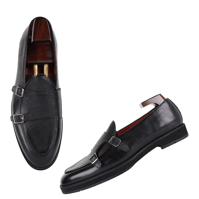 Handmade Leather Formal Double Monk Straps Shoes