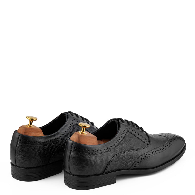 Wingtip Handmade Solid Leather Oxford Shoe Black