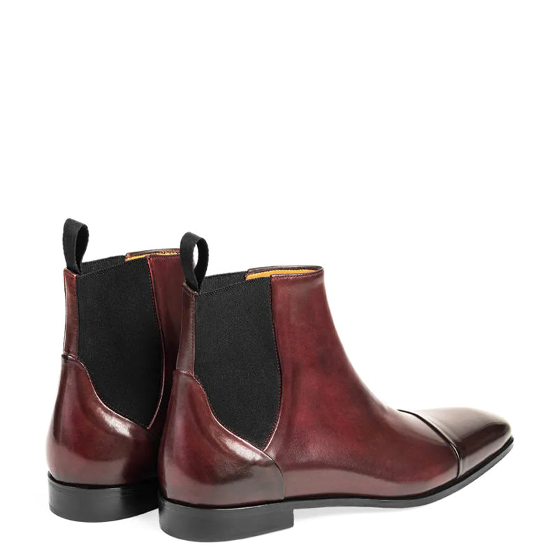 Polished Shiny Leather Cap Toe Chelsea Boots