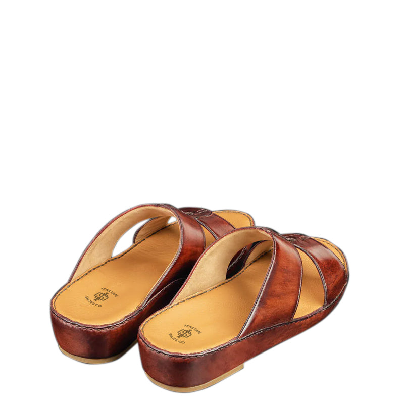 Luxury Slip On Solid Leather Arabic Sandal