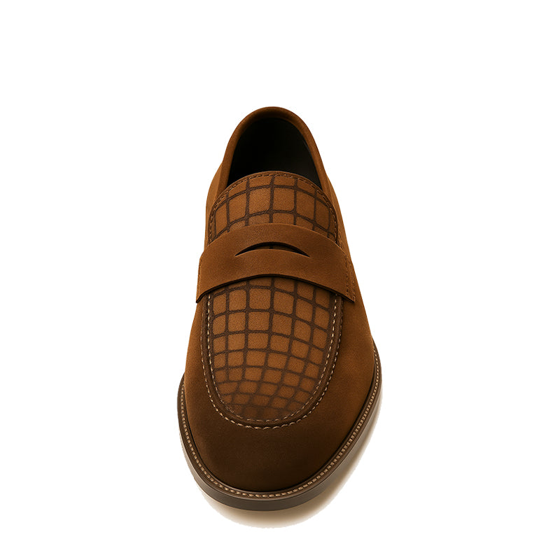 Suede Royale Leather Printed Black Loafer