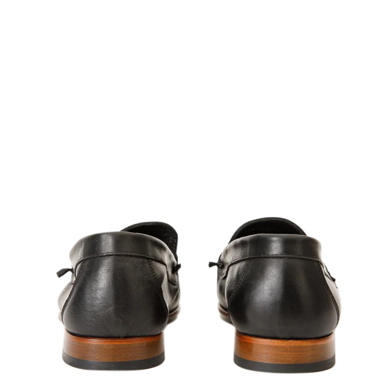 Black Leather Penny Loafer Men Shoes