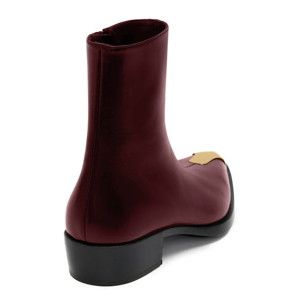 Punk Leather Boots Golden Toe