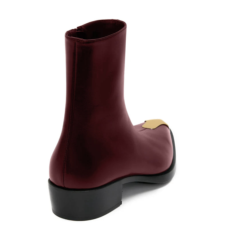 Punk Leather Boots Golden Toe Black