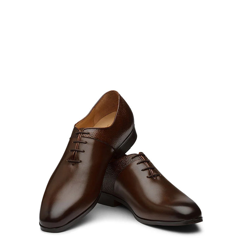 Handmade Textured Polished Leather Oxford Shoes