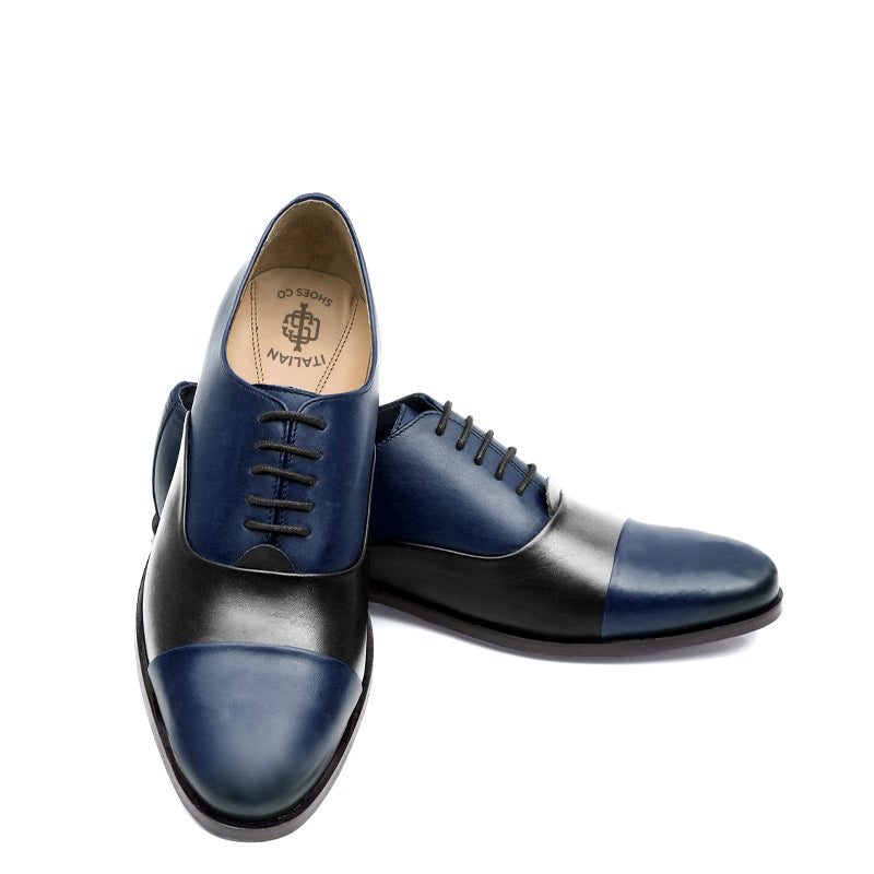 Premium Toe Cap Leather Oxford Shoe Brown and Tan For Men