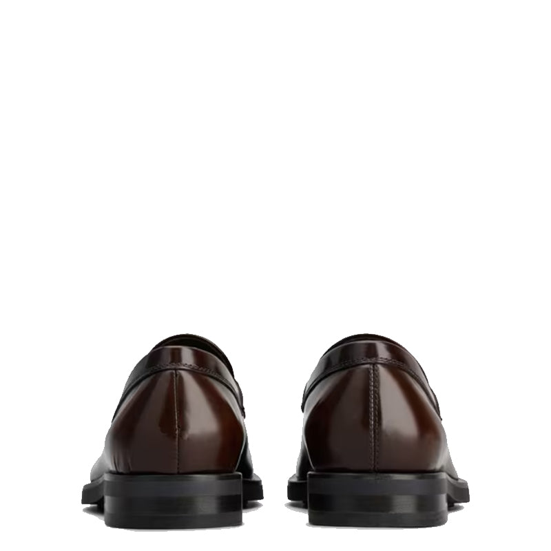 logo-plaque leather loafers