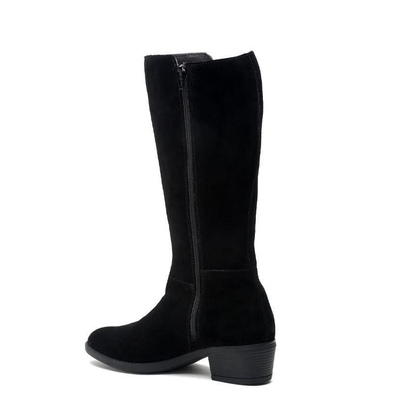 Women Suede Knee High-Top Side Zipper Boots