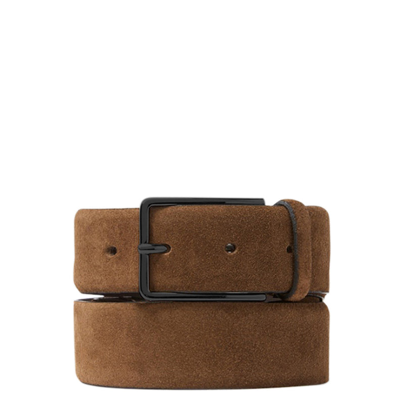 Men Suede Cognac Leather Belt
