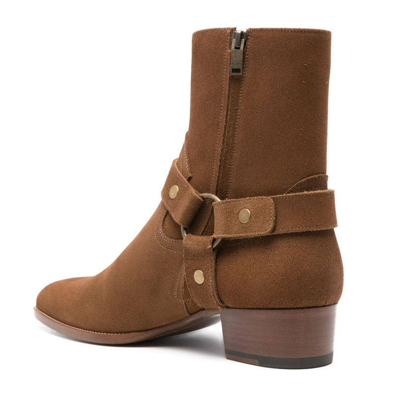 Harness Concealed Zip Suede Boots