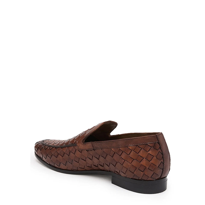 Men Woven Textured Handmade Pure Leather Loafers