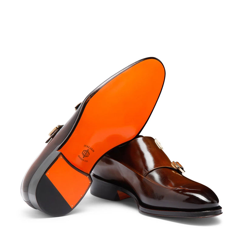Men Cap-Toe Double Strap Green Monk Shoe