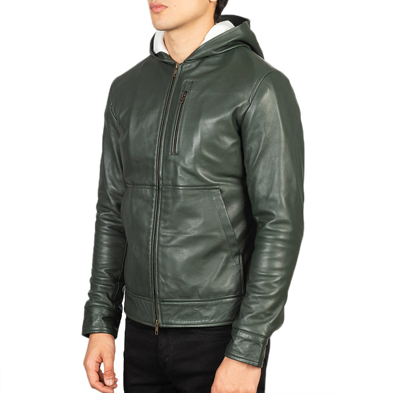 Canna Hooded Leather Bomber Jacket