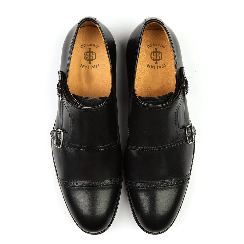 Premium Leather Double Monk Strap Shoes - Italian Shoes Company