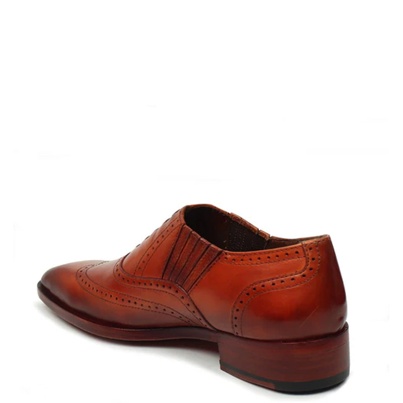 Leather Square Toe Lace-Up Oxford Brown Shoe