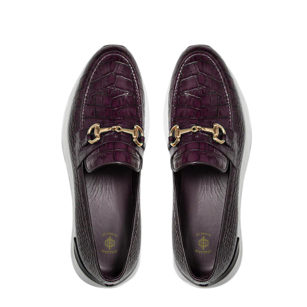 Crocodile Leather Loafer Men s Shoe - Brown