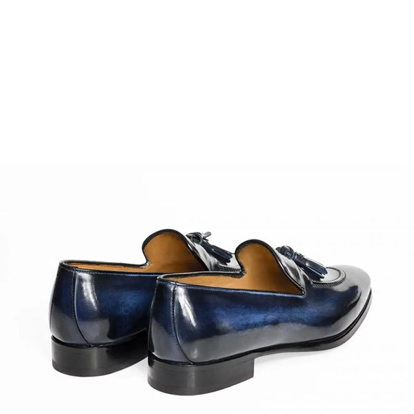 Pure Shiny Leather Tassel Burgundy Loafer