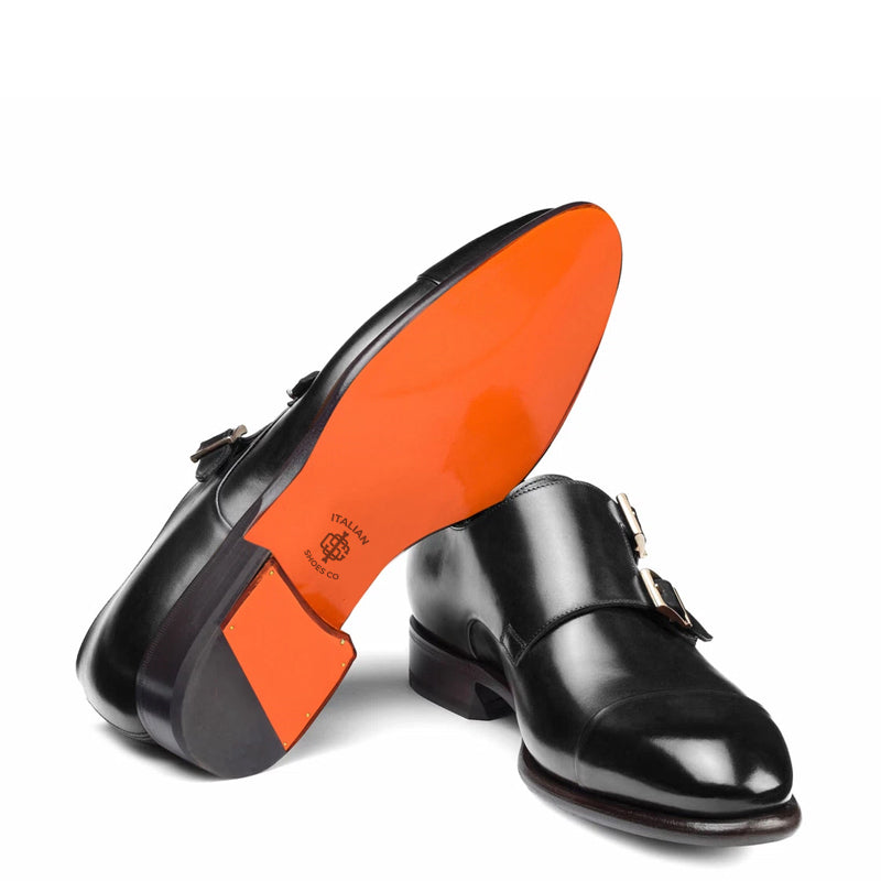 Leather Double Monk Strap Men Shoes