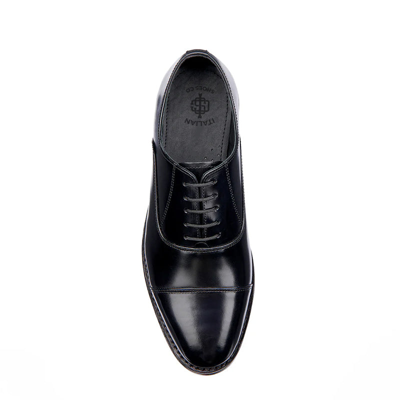 Men Lace-Up Shiny Leather Oxford Shoes