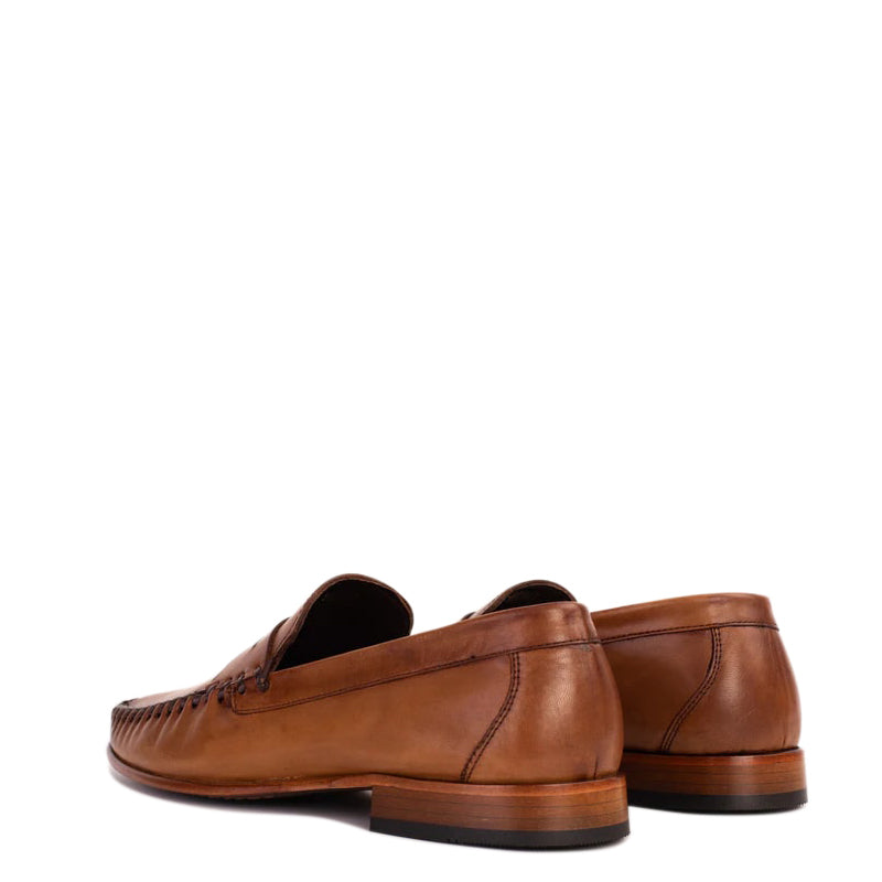 Brown Leather Penny Loafer Men Shoes