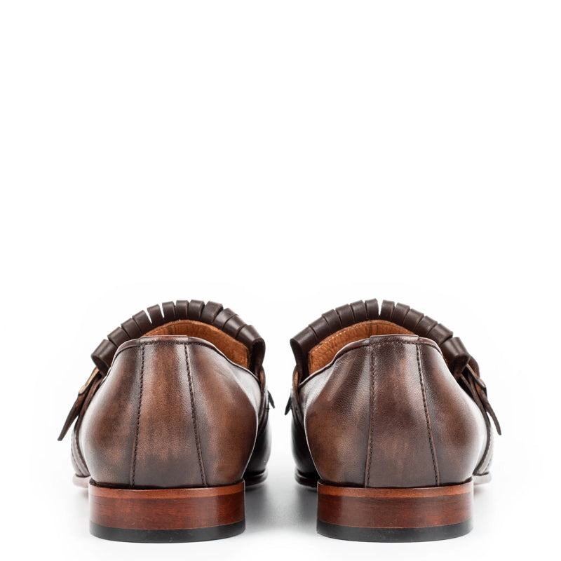 Premium Midnight Leather Single Monk Strap Shoe Black