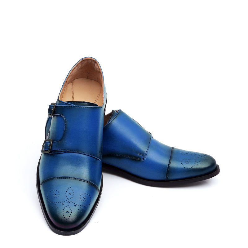 Premium ToeCap Double Monk Strap Leather Shoes