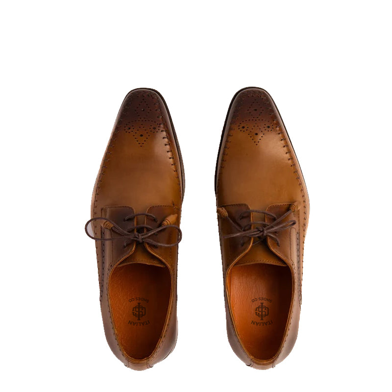 Brown Leather Derby Men Shoe