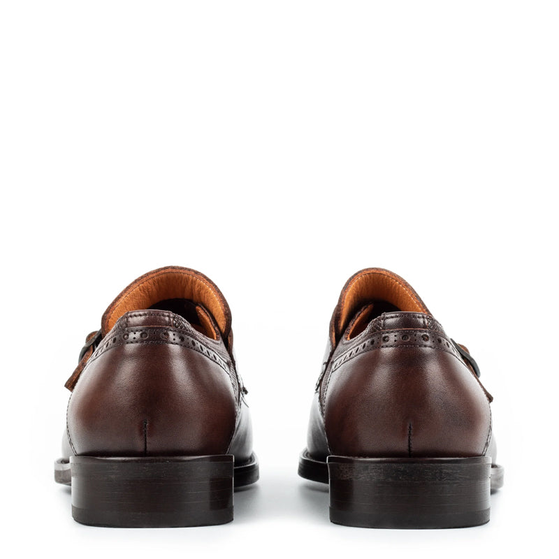 Custom Handmade Leather Double Monk Strap Shoe Black