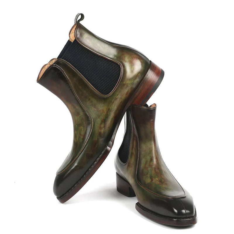 Men Handpainted Leather Chelsea Boots