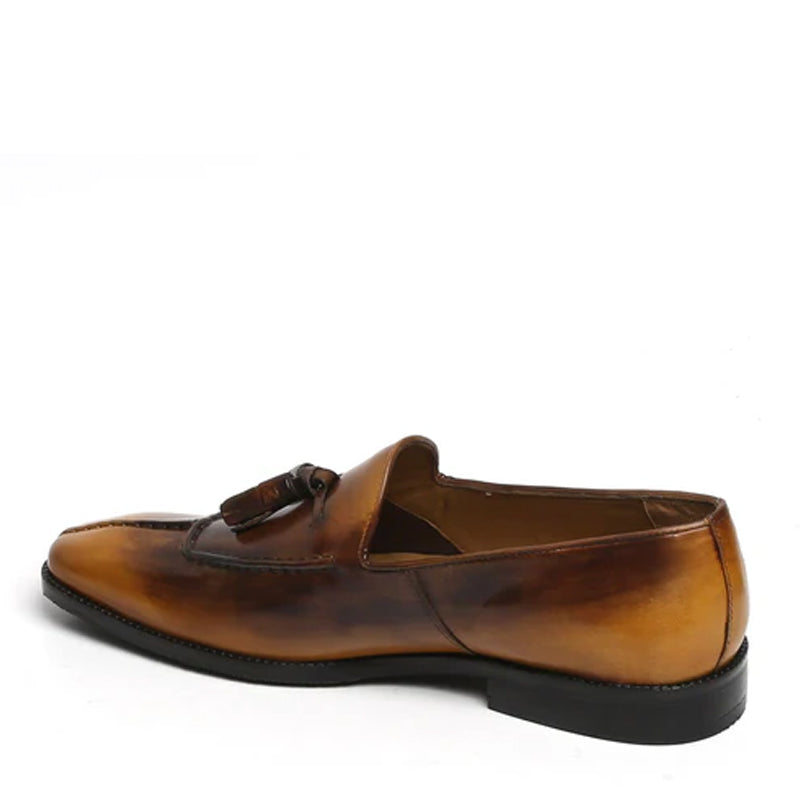 Men Slip On Leather Blue Black Tassel Loafer