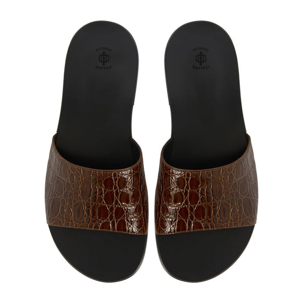 Pure Leather Croco Textured Sandal