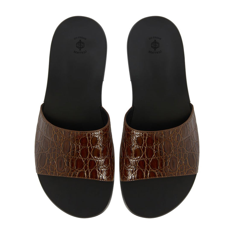 Pure Leather Croco Textured Sandal