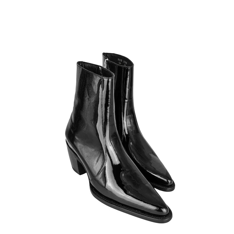 Patent Leather Cuban Heel Cowboy Boots