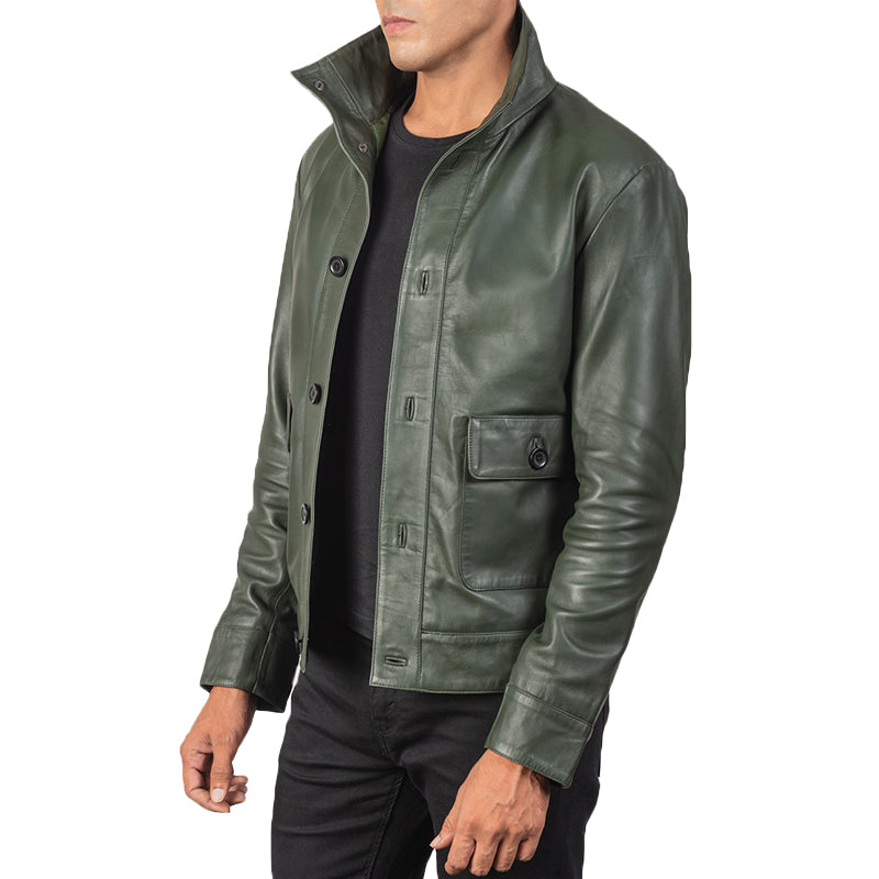 Columbus Leather Bomber Jacket For Men