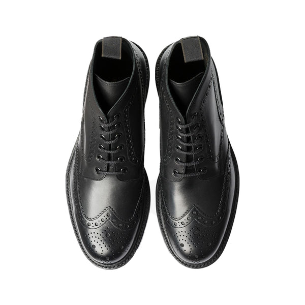 Leather Lace Up Wingtip High Ankle Boot