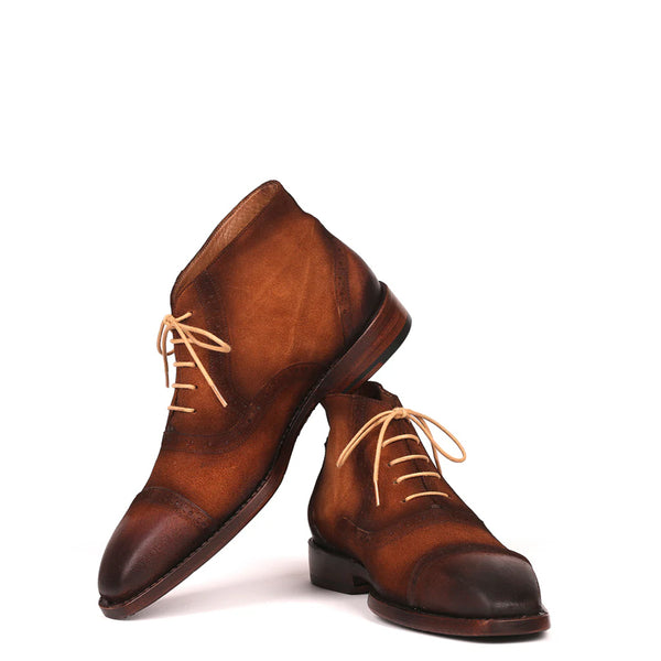 Antique Suede Lace Up Cap Toe Ankle Boots