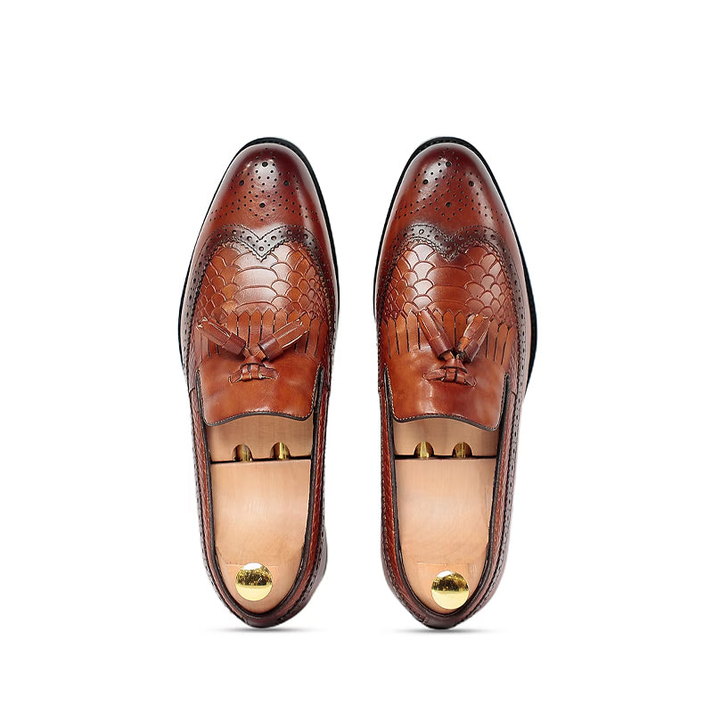 Patina Handmade Wingtip Tassel Loafers