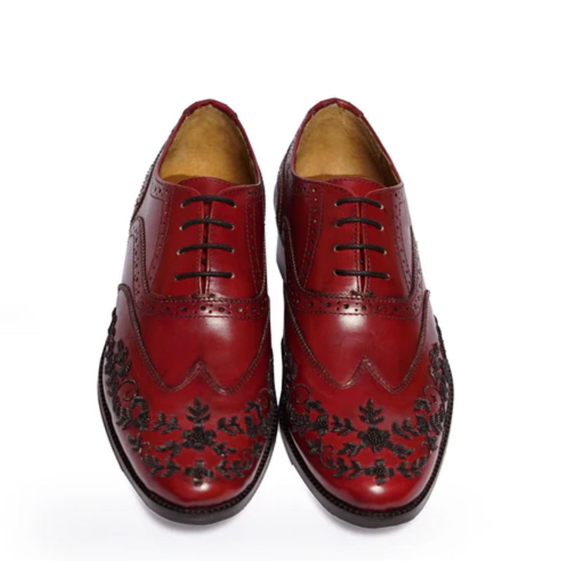 Leather Lace-Up Wingtip Shoes For Men