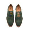 Classic Design Suede Wingtip Leather Oxford Shoe Olive Green  Italian Shoes  Company