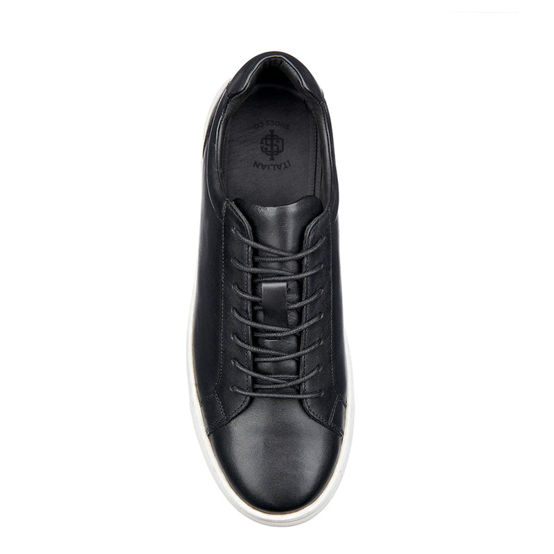 Handmade Leather Lace-Up Black Sneaker