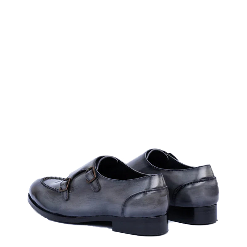 Premium Leather Double Monk Straps Shoes