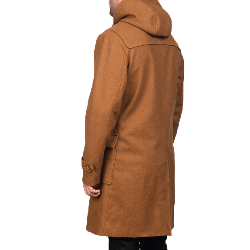 Drake Leather Hooded Duffle Coat For Men