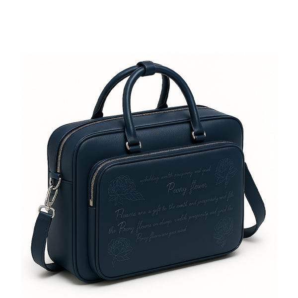 Italian Tan Men s Printed Leather Laptop Bag - Blue