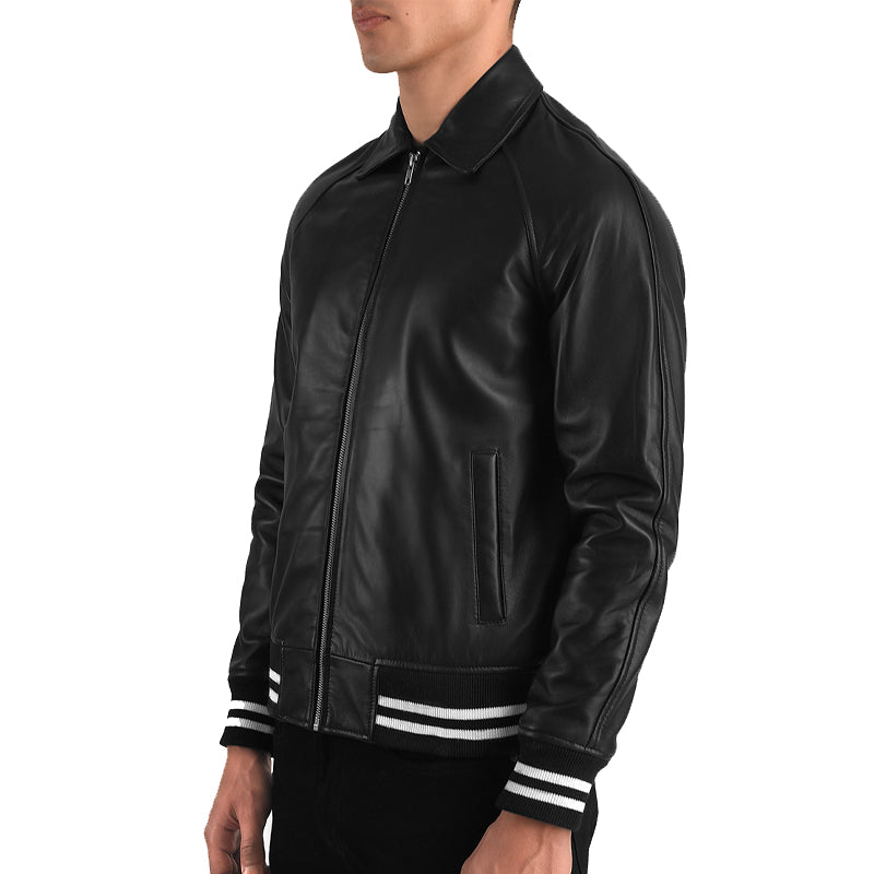 Men Solid Slim Fit Bomber Jacket