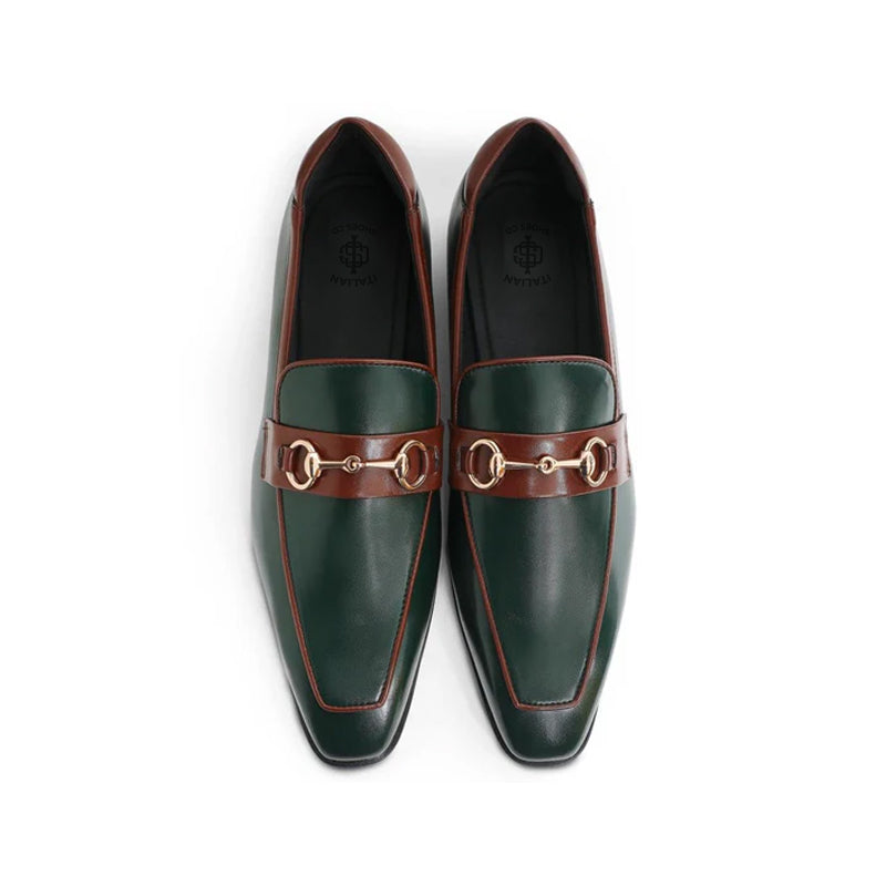 Men Slip On Leather Horsbit Buckled Loafer